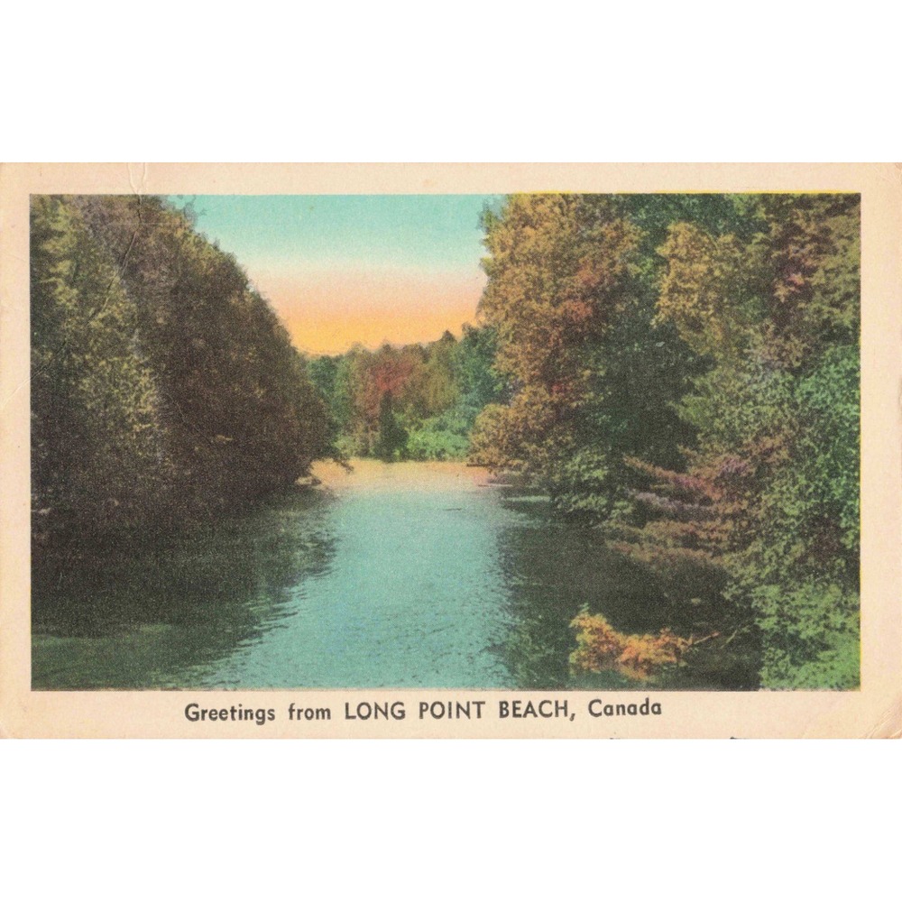 Vintage Greetings from Long Point Beach Canada Postcard 1950 Port Rowan Postmark - Picture 1 of 2